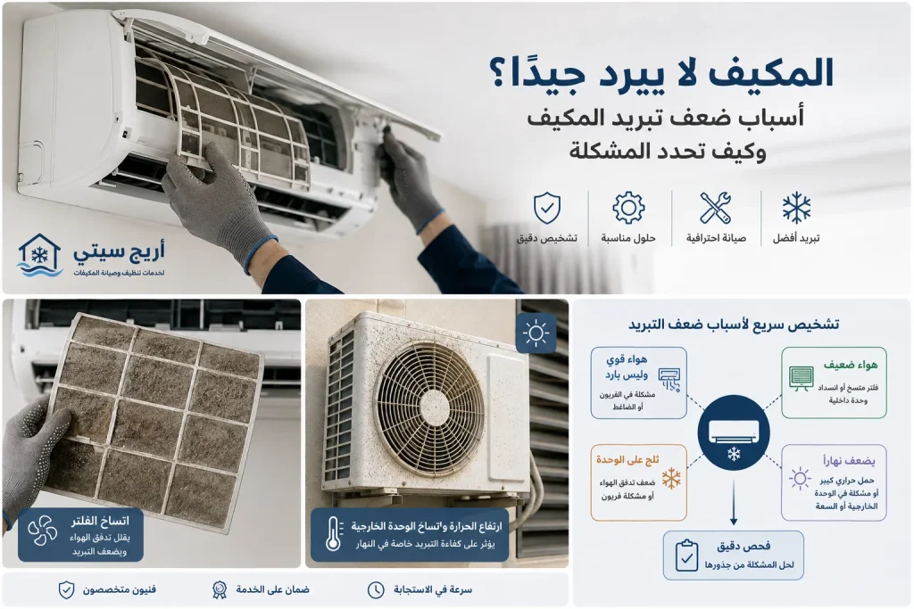 أسباب ضعف تبريد المكيف وتشخيص المشكلة