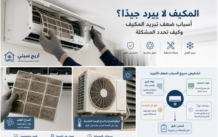 أسباب ضعف تبريد المكيف وتشخيص المشكلة